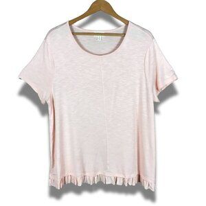 STYLE & CO Peach Pink Ruffled Soft T-shirt NEW XL